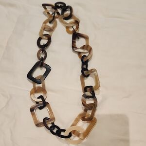 Elegant Brown and Black Chain Necklace Tortoise